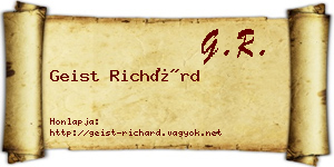 Geist Richárd névjegykártya