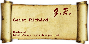 Geist Richárd névjegykártya